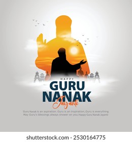 happy Guru Nanak Jayanti festival greeting card design. India Hindu Sikh celebrating birthday of Guru Nanak Dev. abstract vector illustration.