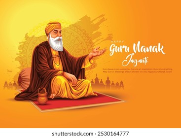 happy Guru Nanak Jayanti festival greeting card design. India Hindu Sikh celebrating birthday of Guru Nanak Dev. abstract vector illustration.