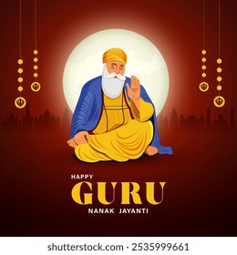 Feliz Guru Nanak Jayanti design de cartão de saudação festival. Guru Gobind Singh para Guru Nanak Jayanti Gurpurab. ilustração vetorial abstrata.
