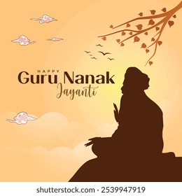 feliz design de saudação do festival Guru Nanak Jayanti. Índia Hindu Sikh comemorando o aniversário do Guru Nanak Dev. ilustração vetorial abstrata.