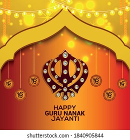 Happy Guru nanak jayanti and Guru Nanak's Prakash Utsav and Guru Nanak Jayanti, celebration of the birth of the sikh first Guru