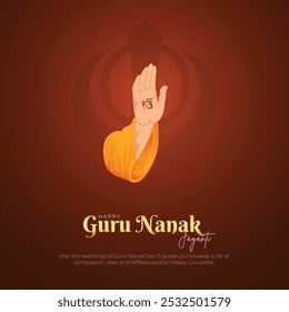 Feliz Gurú Nanak Jayanti Post y Tarjeta de Felicitación. Celebrando el cumpleaños del Gurú Nanak Dev Ji Ilustración vectorial de Anuncio