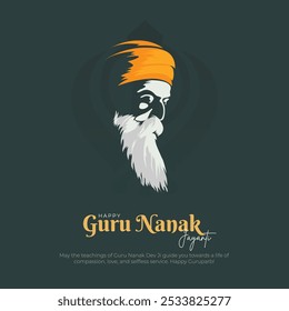 Feliz Guru Nanak Jayanti Post e cartão de saudação. Celebrando o Aniversário do Guru Nanak Dev Ji Banner Vetor Illustration