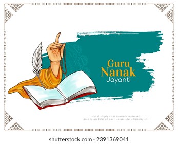 Happy Guru Nanak jayanti religious festival celebration card vector