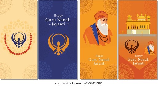 Happy Guru Nanak Jayanti Sikh Festival Vector Collection