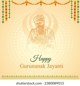 Happy Guru Nanak Jayanti wishes greetings Vector Template