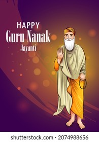 Happy Guru Purab on ocassion of Guru Nanak Jayanti the founder of Sikhism .Vector illustration