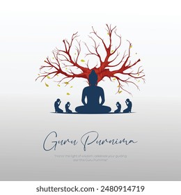 Feliz Guru purnima concepto de fondo Ilustración mínima y creativa de Guru purnima, celebración de Guru purnima, tarjeta de felicitación del festival religioso, Anuncio, cartel. Ilustración vectorial.