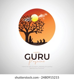 Happy Guru purnima background concept Minimal and Creative illustration Of Guru purnima, Celebration of Guru purnima ,Religious festival greeting card, banner, poster. vector illustration.