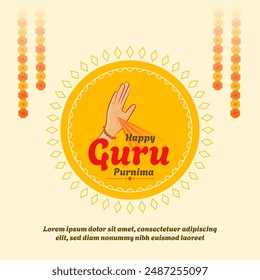 Happy Guru Purnima Guru Blessing Vector Festival Post Design