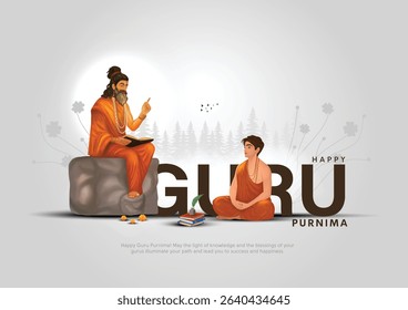 Happy guru Purnima concept. Guru and shishya teaching. Creative Vector Illustration design.