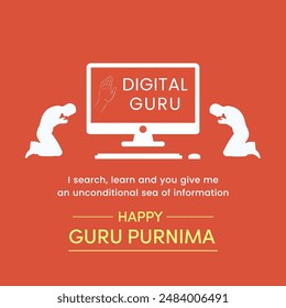 Happy Guru Purnima Creative Wishes Digital Guru Purnima Vector New Generation Guru Purnima Concept Online classes Concept