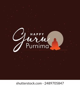 Happy Guru Purnima guru in dark background, teacher english text