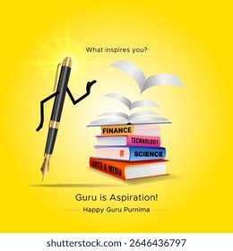 Happy Guru Purnima. Educational festival of India. Concept design for Honoring the teacher-student bond and the gift of knowledge.