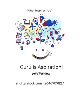 Happy Guru Purnima. Educational wishes poster concept. Celebrated to honor teachers and mentors bonding.