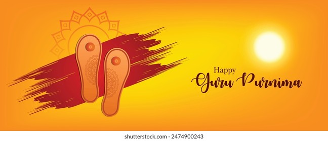 Happy Guru Purnima honoring celebration of worship of guru spiritual teachers vector poster