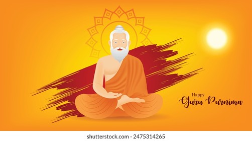 happy guru Purnima Indian Festival honoring of spiritual teacher vector poster