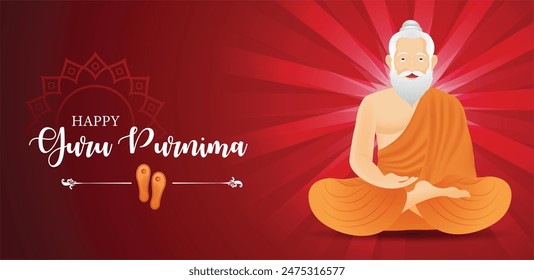 happy guru Purnima Indian Festival honoring of spiritual teacher vector poster