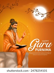 Happy Guru Purnima Indian Hindu Festival Celebration. Creative vector illustration design.