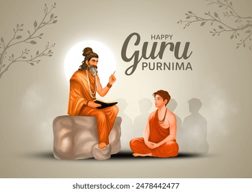 Celebración del Festival Hindú Indígena Guru Purnima. Diseño de Ilustración vectorial creativa.