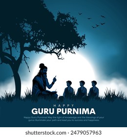 Happy Guru Purnima Indian Hindu Festival Celebration. Creative vector illustration design.