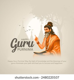 Celebración del Festival Hindú Indígena Guru Purnima. Diseño de Ilustración vectorial creativa.