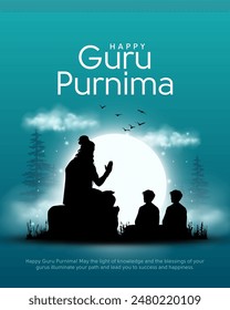 Celebración del Festival Hindú Indígena Guru Purnima. Diseño de Ilustración vectorial creativa.