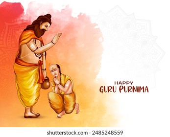 Happy Guru Purnima Indian religious festival greeting background vector