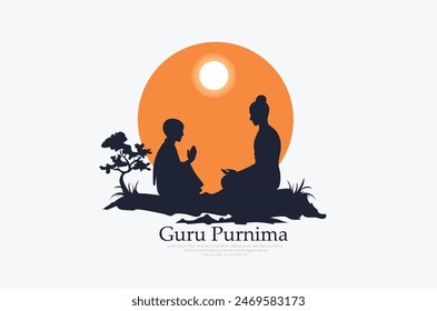 Happy Guru Purnima, a man is worshipping a spiritual teacher Religious Holiday Festival Celebration in India