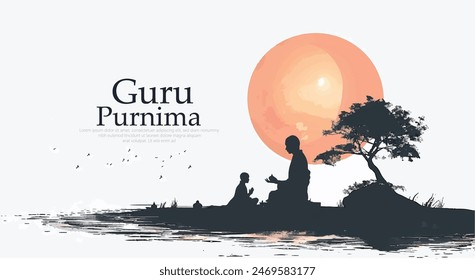 Fröhlicher Guru Purnima, ein Mann verehrt eine spirituelle Lehrerin Religiöse Festliche Musik in Indien