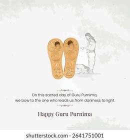 Happy Guru Purnima with Paduka Illustration