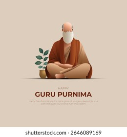 Happy Guru Purnima Post and Greeting Card. Happy Guru Purnima Creative and Text. Vector Illustration