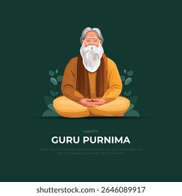 Happy Guru Purnima Post and Greeting Card. Happy Guru Purnima Creative and Text. Vector Illustration