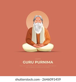 Happy Guru Purnima Post and Greeting Card. Guru Purnima Celebration Wishes Background and Banner Vector Illustration.