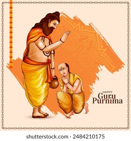 Happy Guru Purnima religious Indian festival decorative background vector