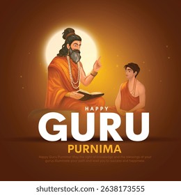 Happy guru Purnima guru and shishya teaching. Creative Vector Illustration design.