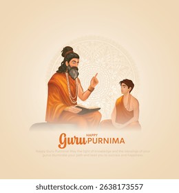Happy guru Purnima guru and shishya teaching. Creative Vector Illustration design.