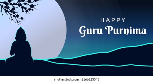 happy guru purnima silhouette background illustration
