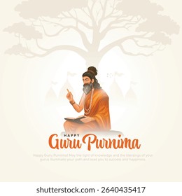 Happy Guru Purnima with guru teaching concept. Creative vector illustration design.