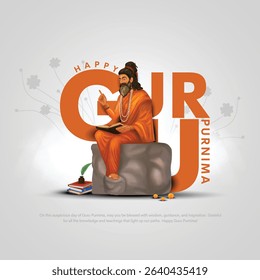 Happy Guru Purnima with guru teaching concept. Creative vector illustration design.