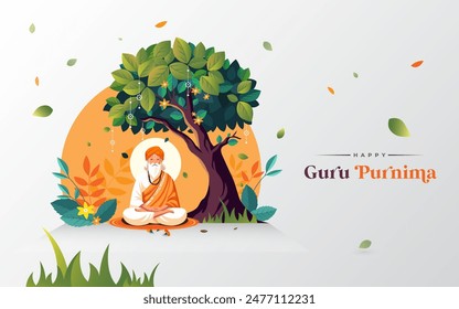 Feliz Gurú Purnima Vector Fondo Plantilla Diseño Ilustración