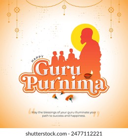 Happy Guru Purnima Vector Post Template Design Illustration