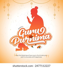 Happy Guru Purnima Vector Post Template Design Illustration