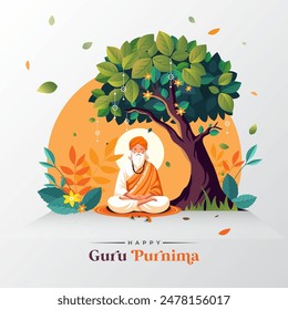 Happy Guru Purnima Vector Post Background Template Design Illustration