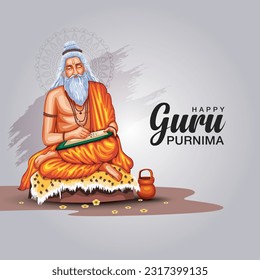 Happy guru Purnima With writing Vector Illustration design	