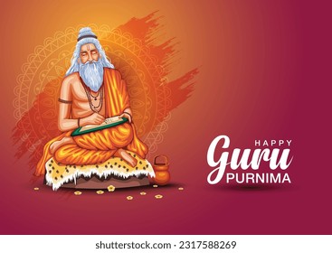 Happy guru Purnima With writing Vector Illustration design	