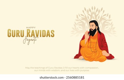 Happy Guru Ravidas Jayanti Banner Design. Celebrating Birth Anniversary of Sant Ravidas Vector Illustration