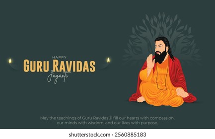 Happy Guru Ravidas Jayanti Banner Design. Celebrating Birth Anniversary of Sant Ravidas Vector Illustration