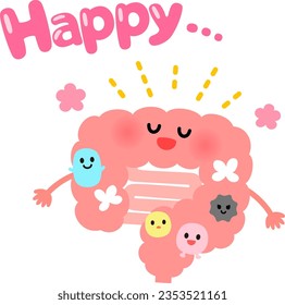 Happy gut character with a good intestinal flora