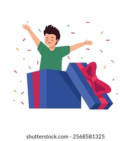 happy guy celebrating in a gift